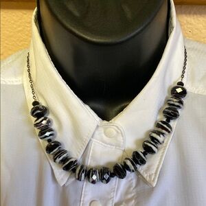 Elegant Black and White Beaded Necklace